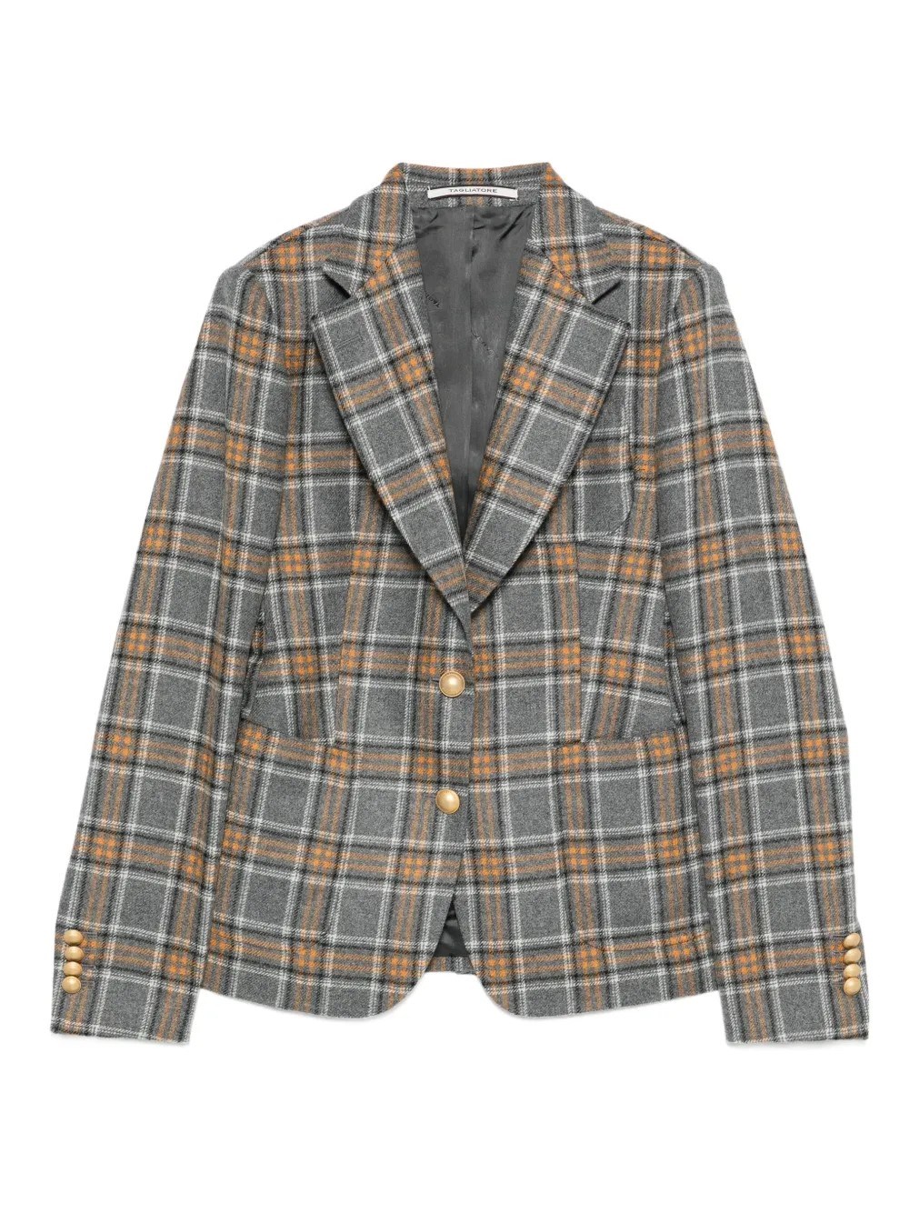 Tagliatore Plaid Button Jacket In Gray