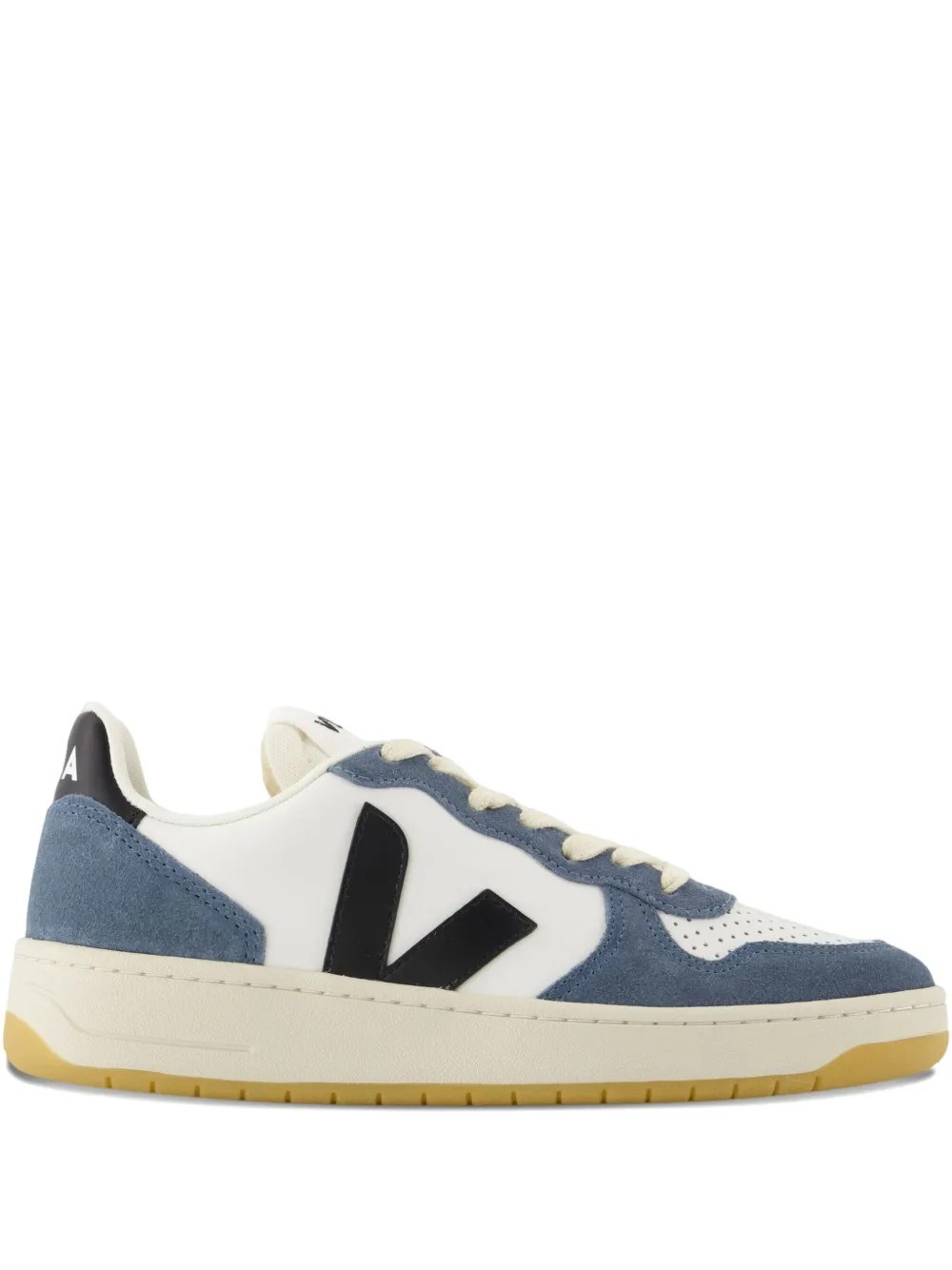 Veja V-10 Logo-detail Leather Sneakers In White