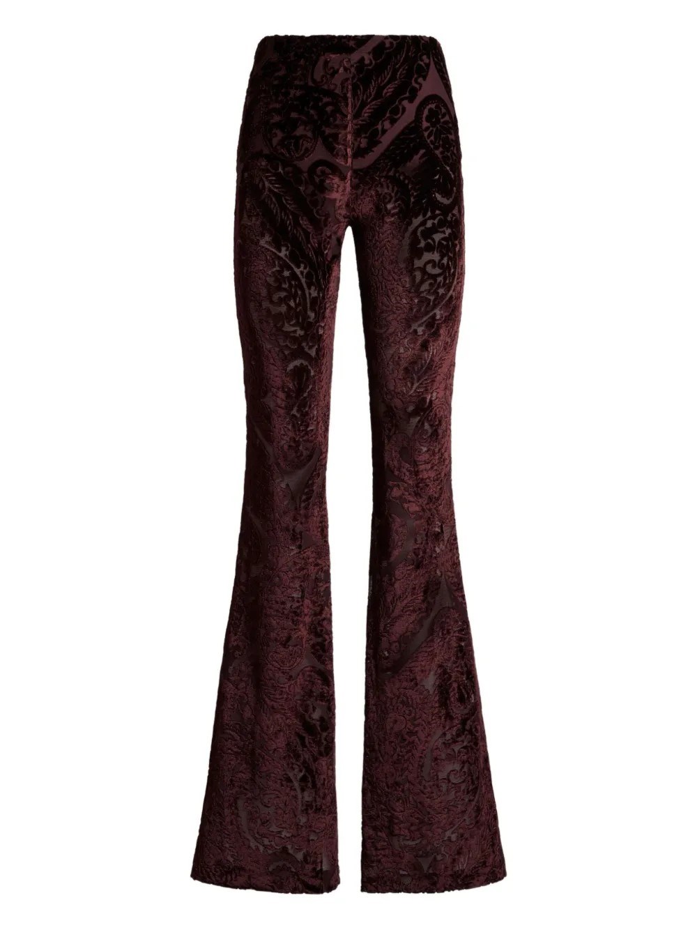Etro Flared Trousers With Jacquard Effect In Burgundy
