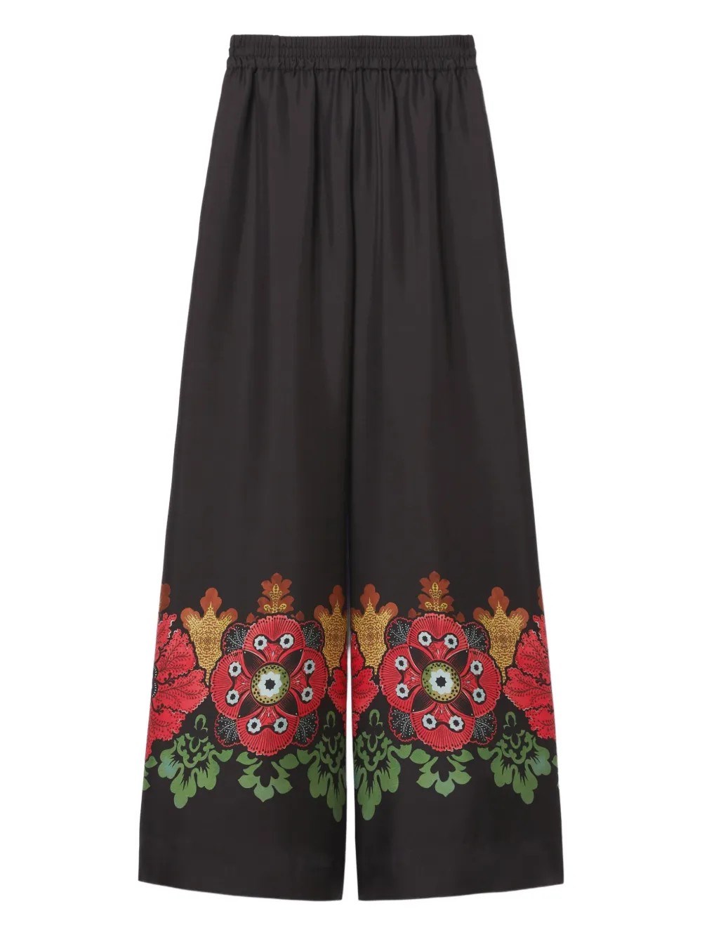 La Doublej Printed Silk Twill Palazzo Pants In Black
