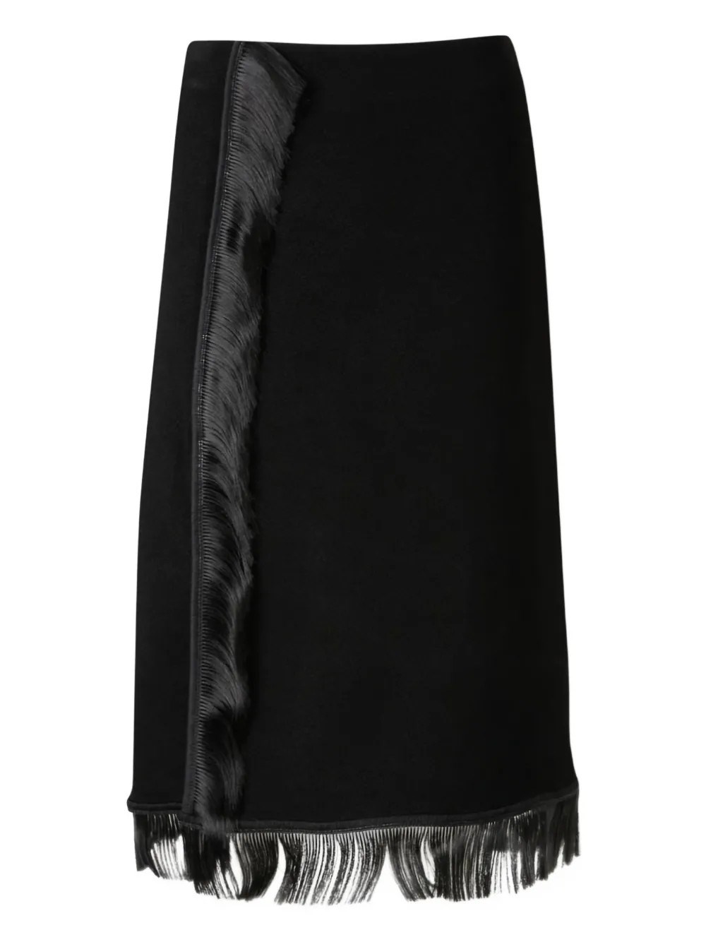 Jil Sander Fringe-detail Midi Skirt In Black