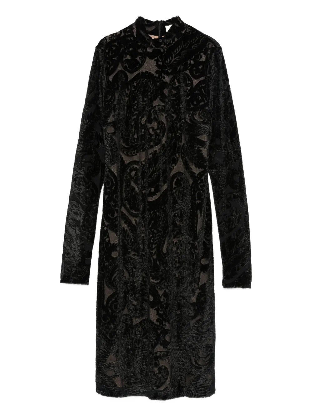 Etro Paisley-pattern Velvet Dress In Black