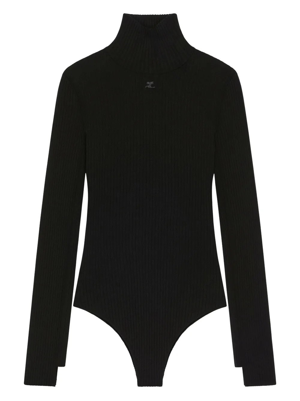 Courrèges Ribbed Mock-neck Bodysuit In Black