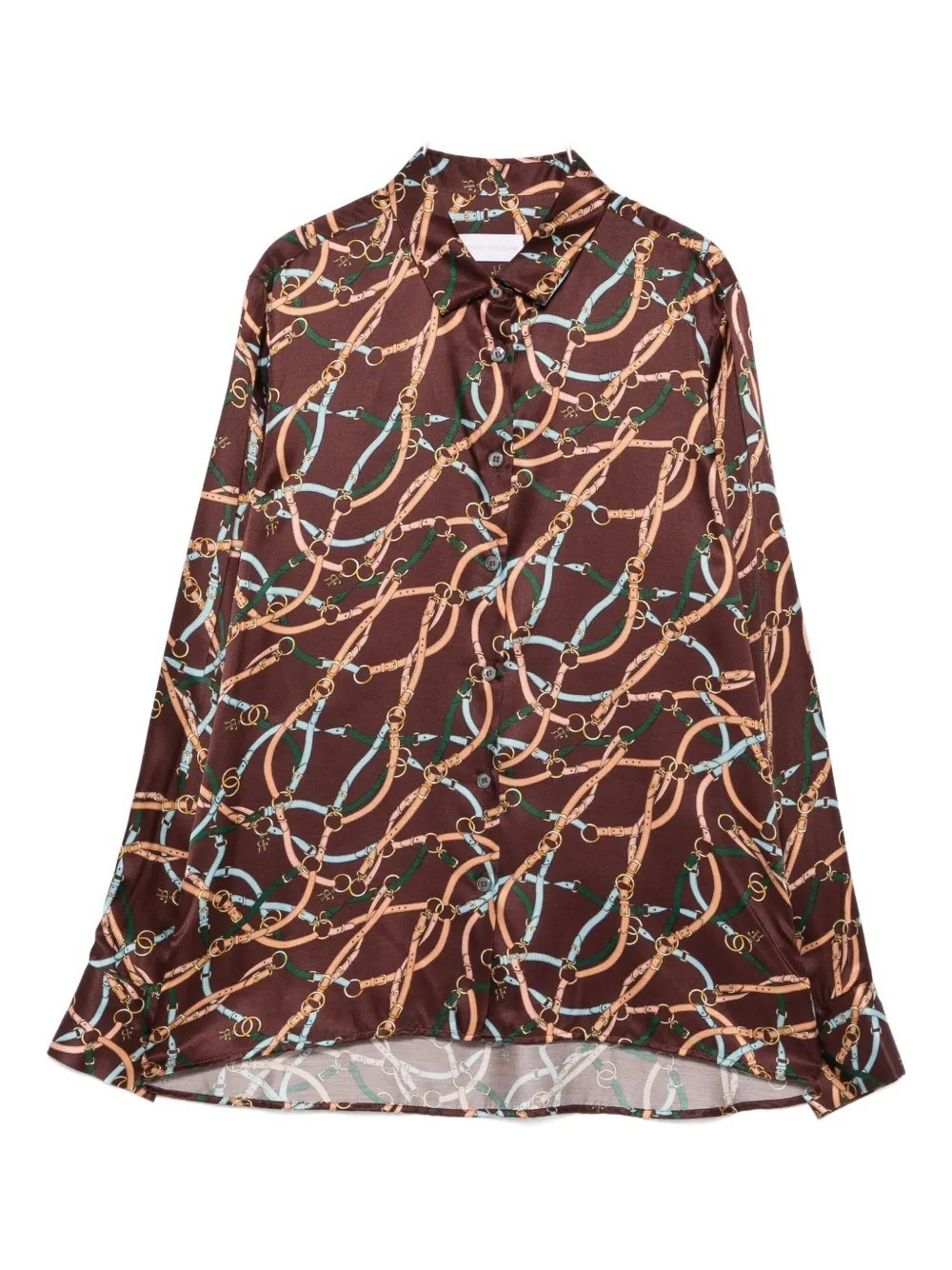 Robert Friedman Chain-print Long-sleeve Shirt In Brown