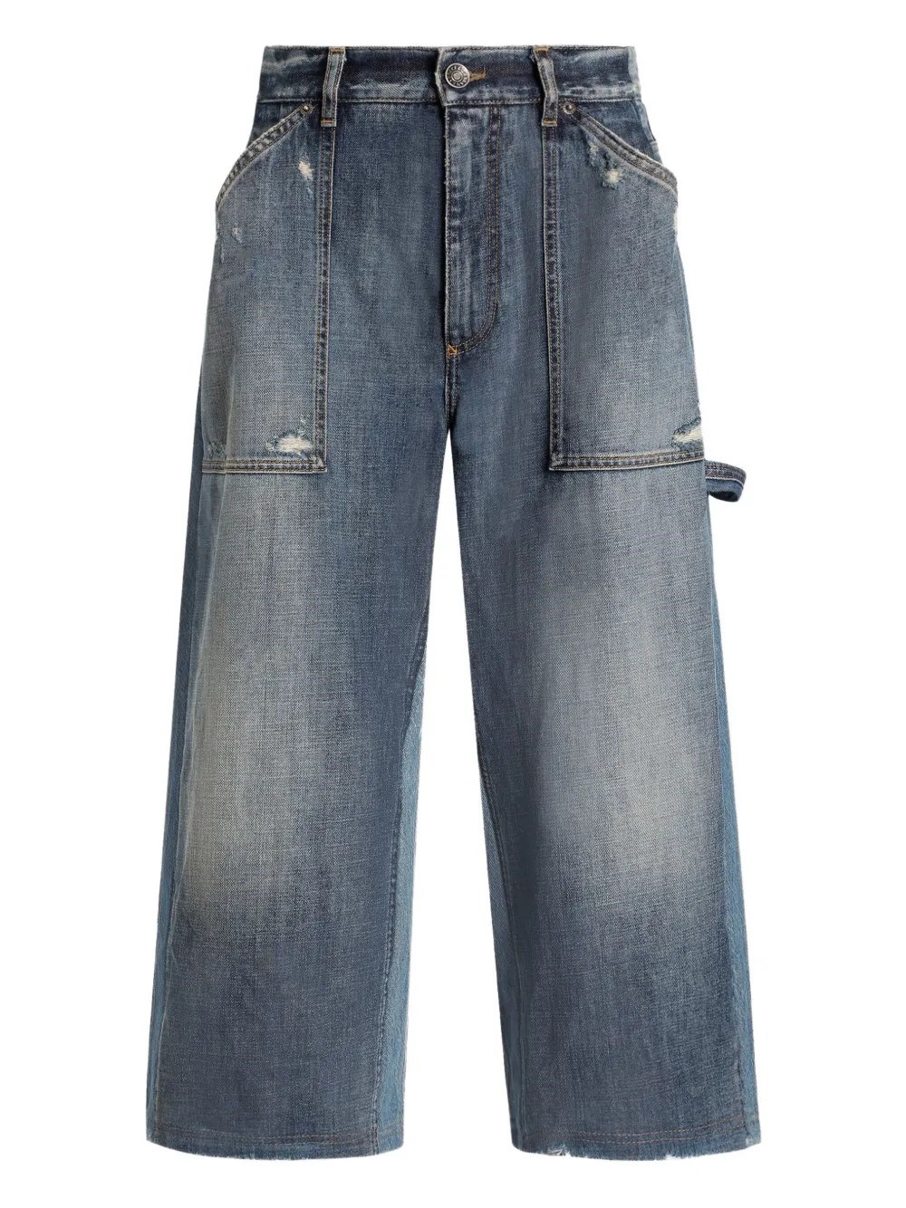 Dolce & Gabbana Distressed Denim Shorts In Blue