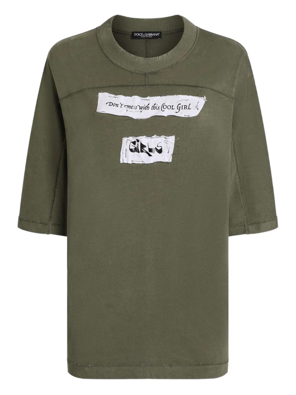 Dolce & Gabbana Panelled Graphic-print T-shirt In Green