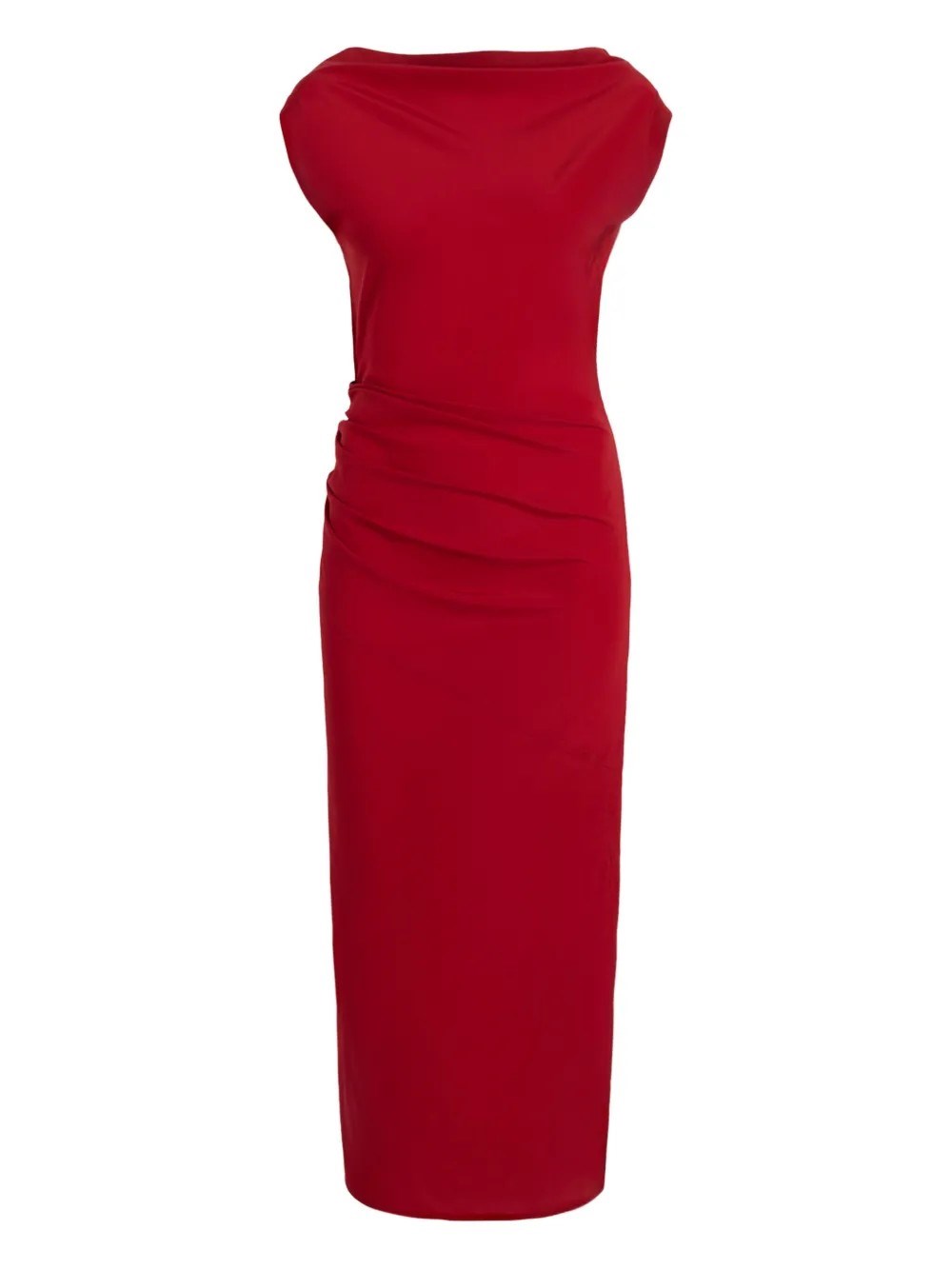 Proenza Schouler Draped Cowl-neck Midi Day Dress In Red