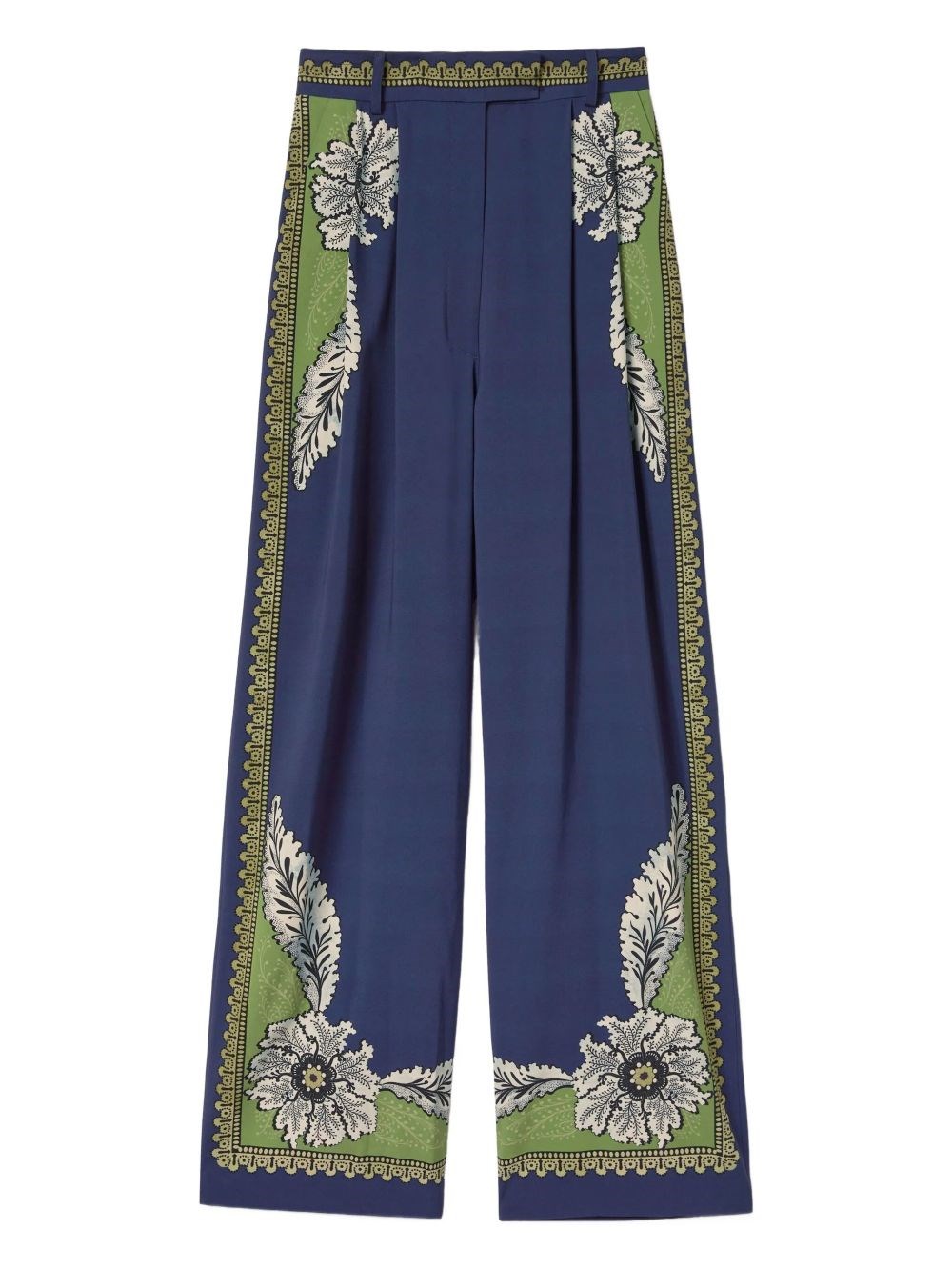 La Doublej Brooklyn Floral-print Pleated Trousers In Blue