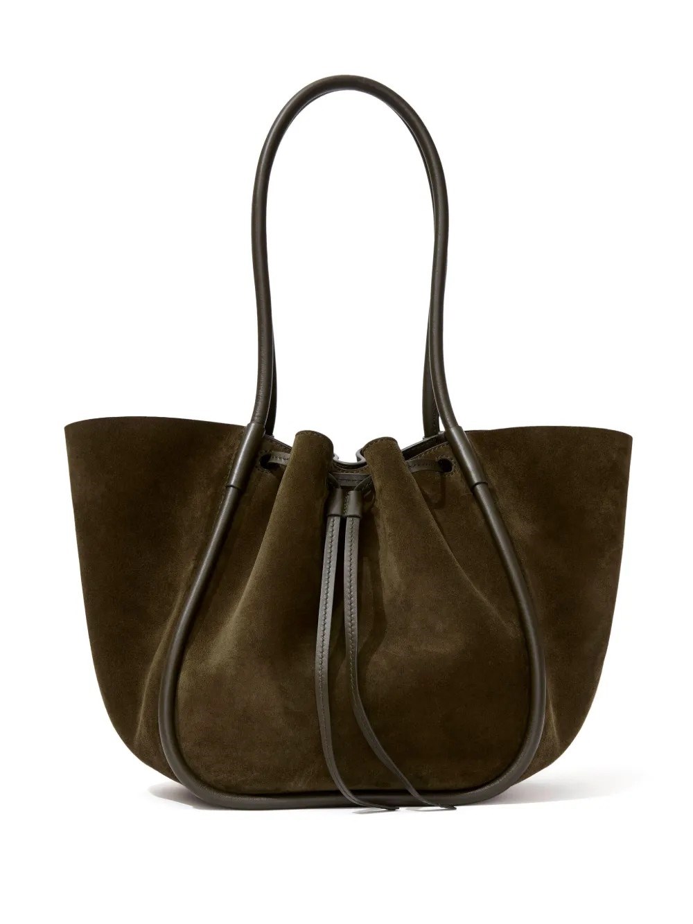 Proenza Schouler Large Ruched Tote In Soft Suede In Green