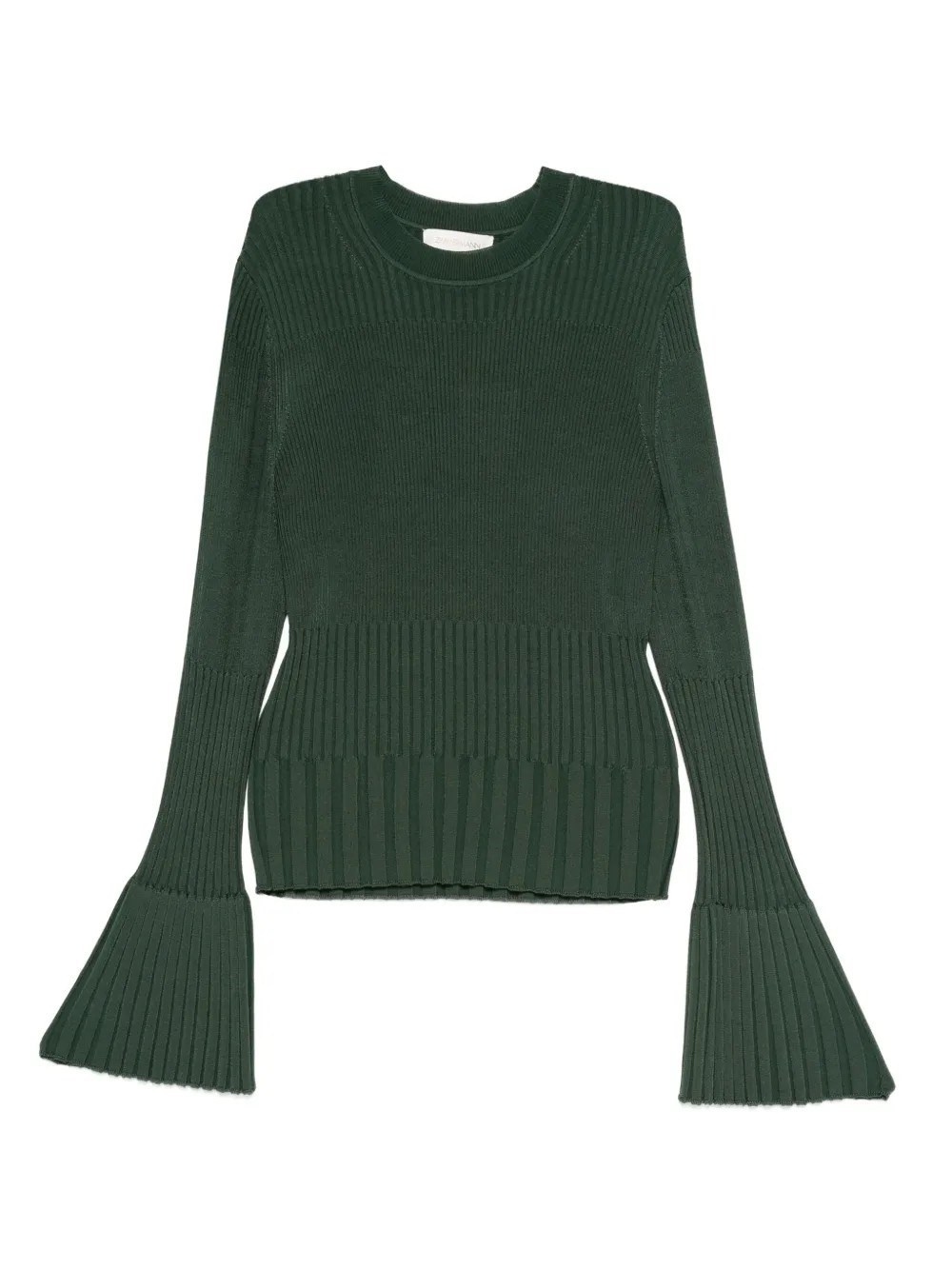 Zimmermann Ribbed Bell-sleeve Sweater In Green
