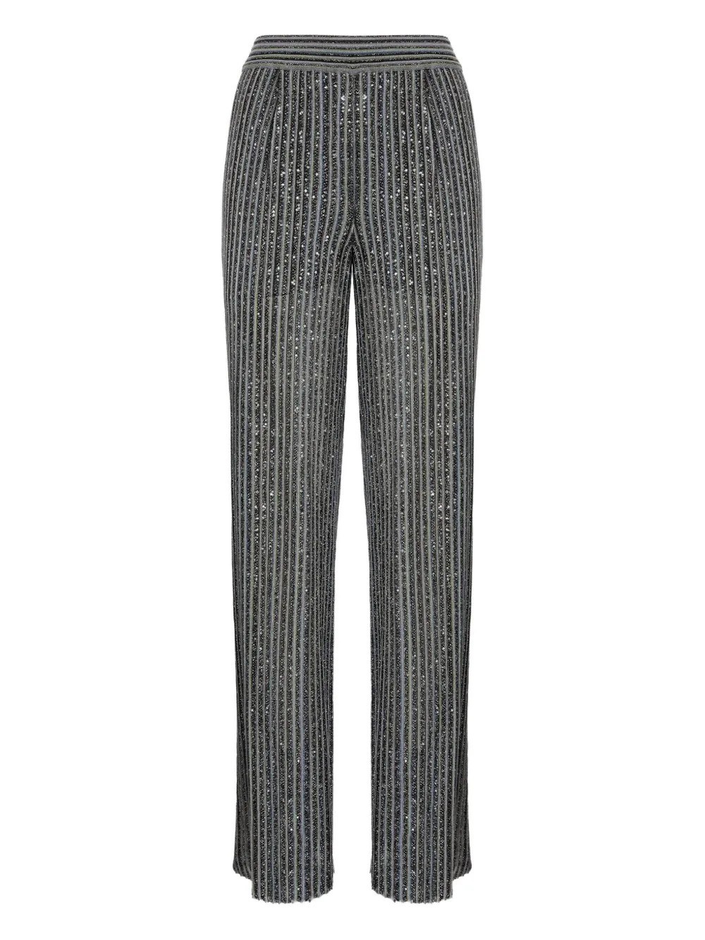 Missoni Metallic Striped Wide-leg Trousers In Gray
