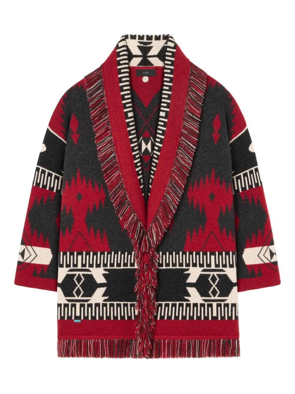 Alanui Jacquard Cashmere Cardigan Shawl Collar In Burgundy