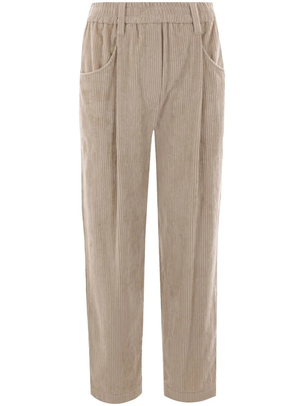 Brunello Cucinelli Women Corduroy Velvet Baggy Trousers In Brown