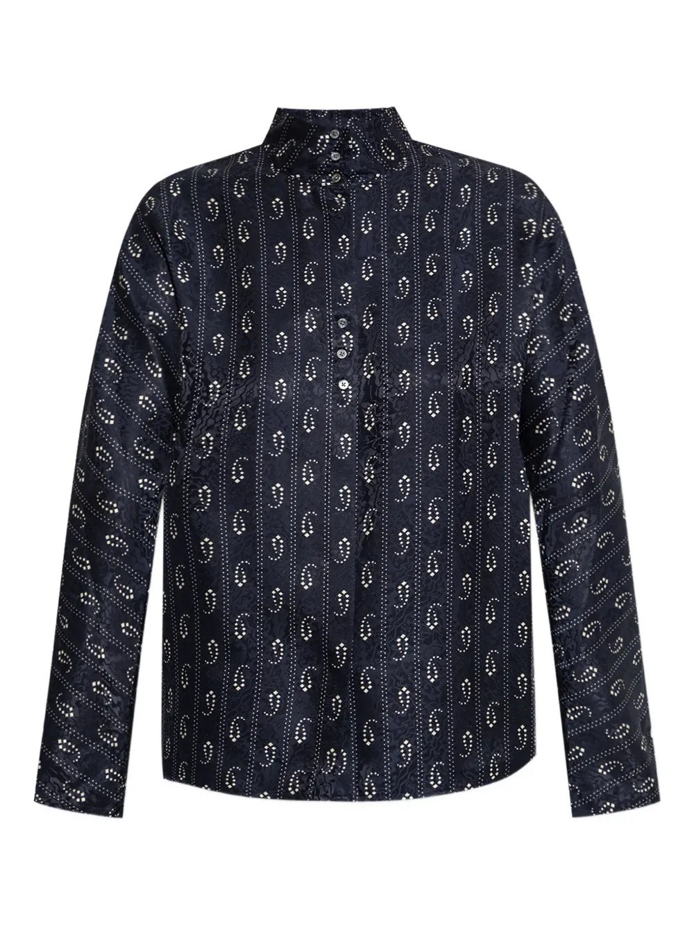 Tory Burch Relaxed Fit Paisley Print High Neck Sweater In Blue