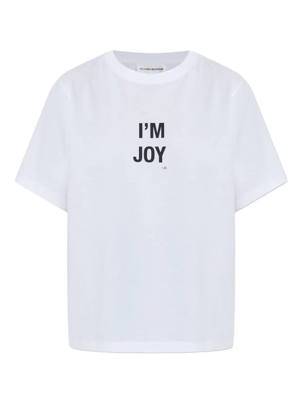 Victoria Beckham Graphic Print Crew Neck Short Sleeve Top In White