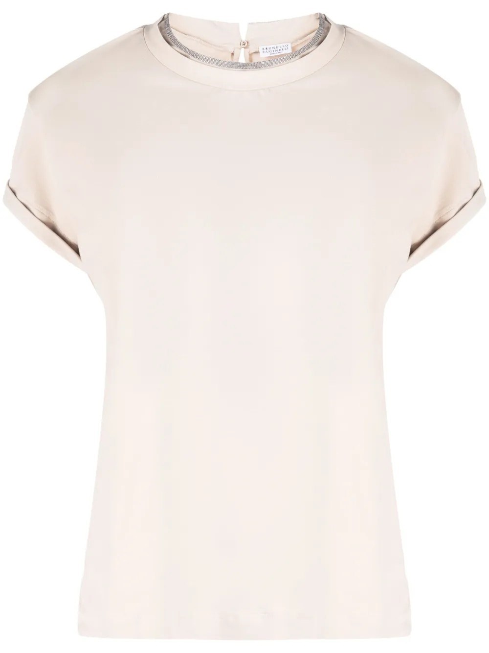 Brunello Cucinelli Embroidered Monili Tee In Pink