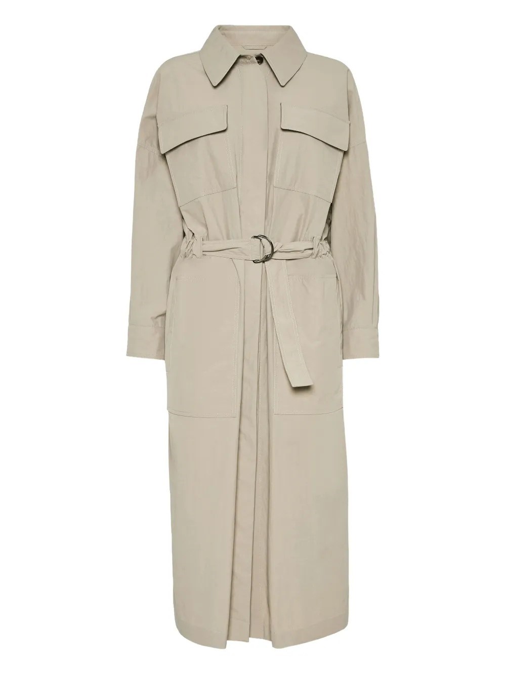 Brunello Cucinelli Trench Coat Belted Back Vent In Neutral