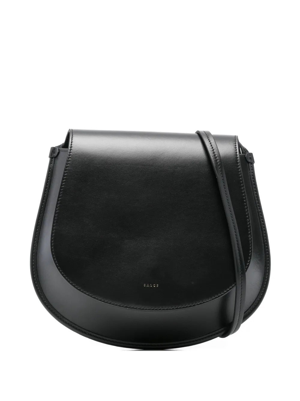 Salce Half-moon Calf Leather Shoulder Bag In Black