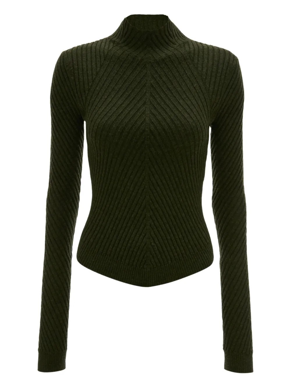 Victoria Beckham Ribbed-knit Wool Turtleneck Sweater In Green