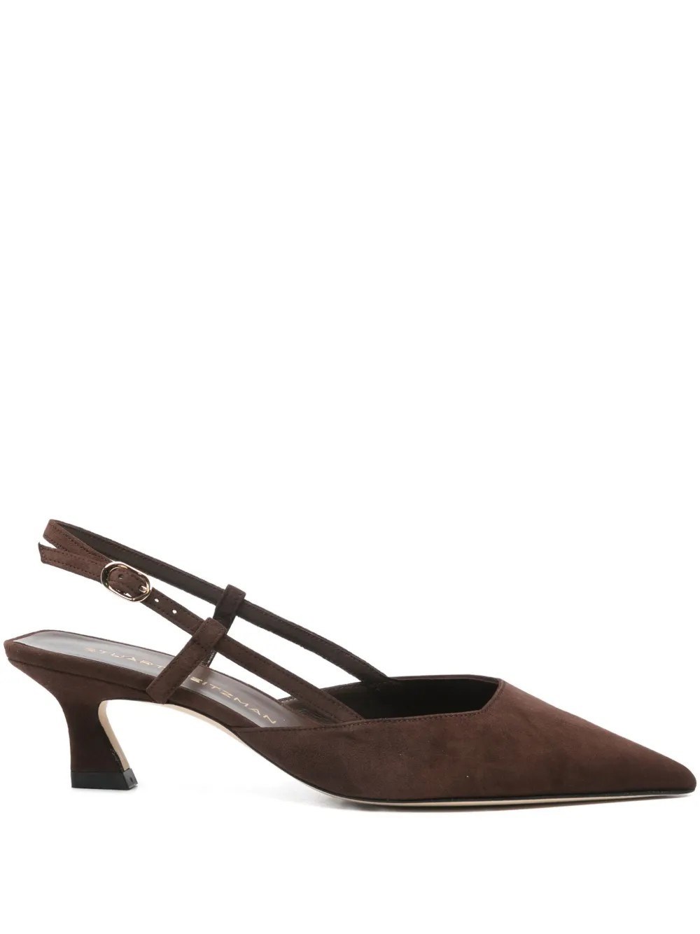 Stuart Weitzman Vinnie 50 Suede Slingback Pumps In Brown