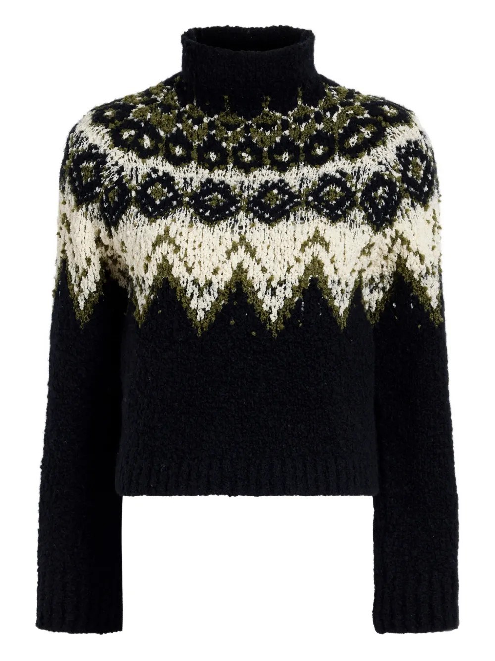 Proenza Schouler White Label Lizzy Fairisle-pattern Turtleneck Sweater In Black