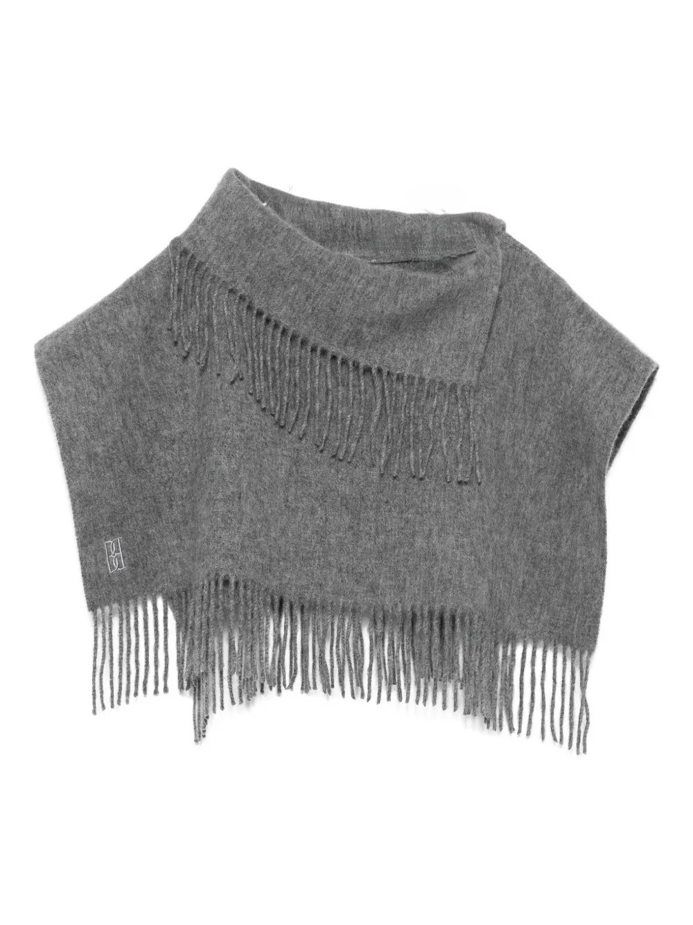 By Malene Birger Turtla Wool Fringe Bib In Gray
