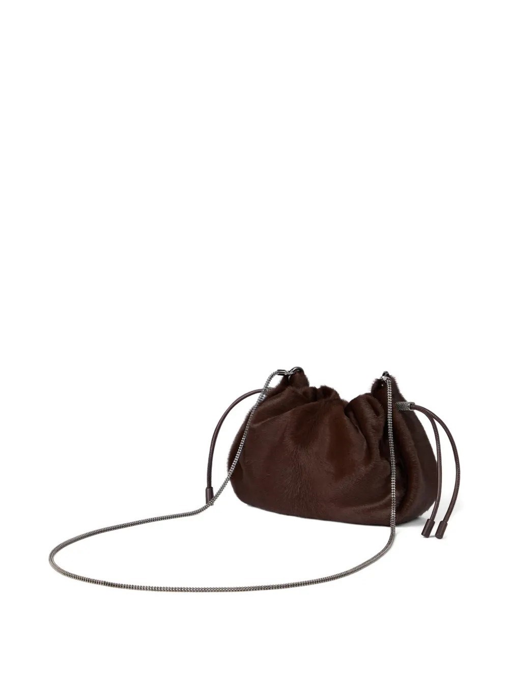 Brunello Cucinelli Pony Leather Bag In Brown