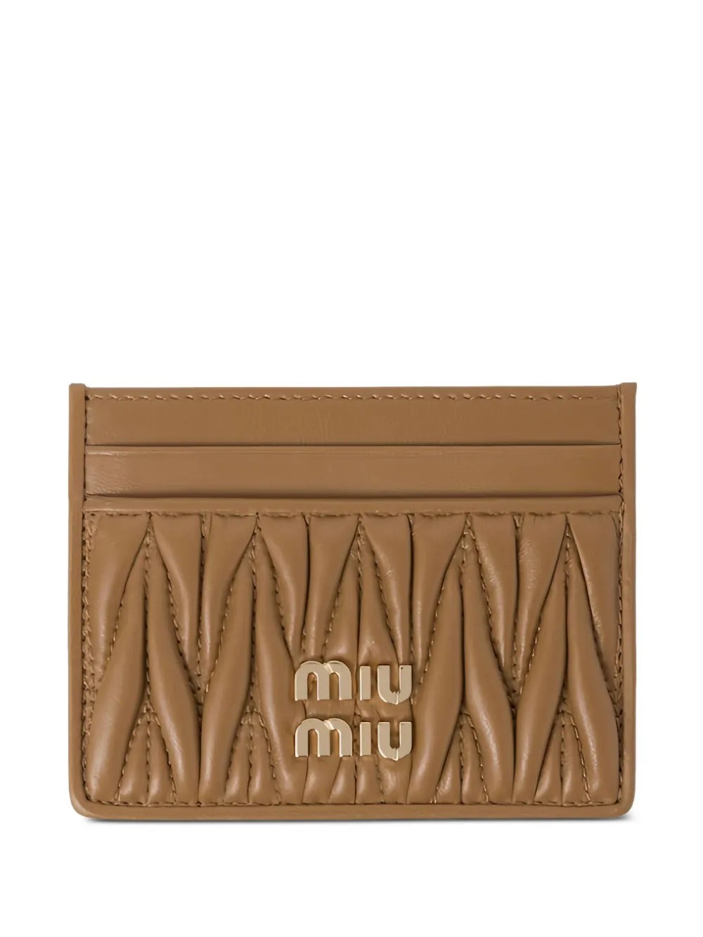 Miu Miu Matelasse' Leather Card Holder In Brown