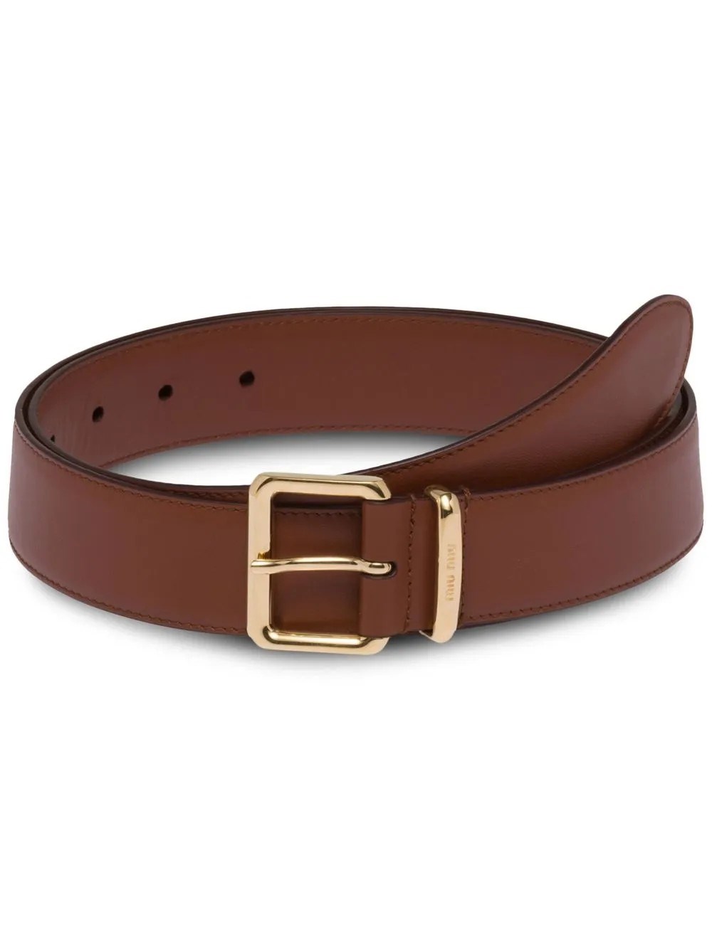 Miu Miu Leather Belt In Brown