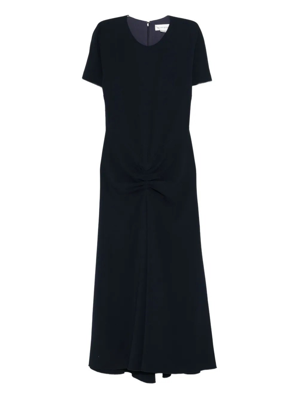 Victoria Beckham Short-sleeve Gathered Dress In Black