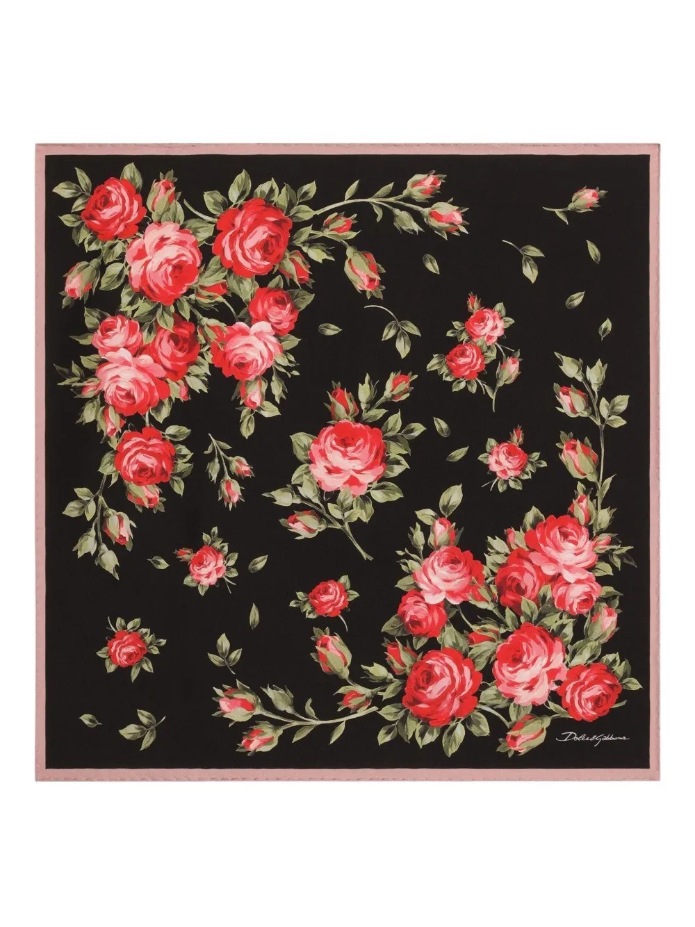 Dolce & Gabbana Floral Print Foulard In Black