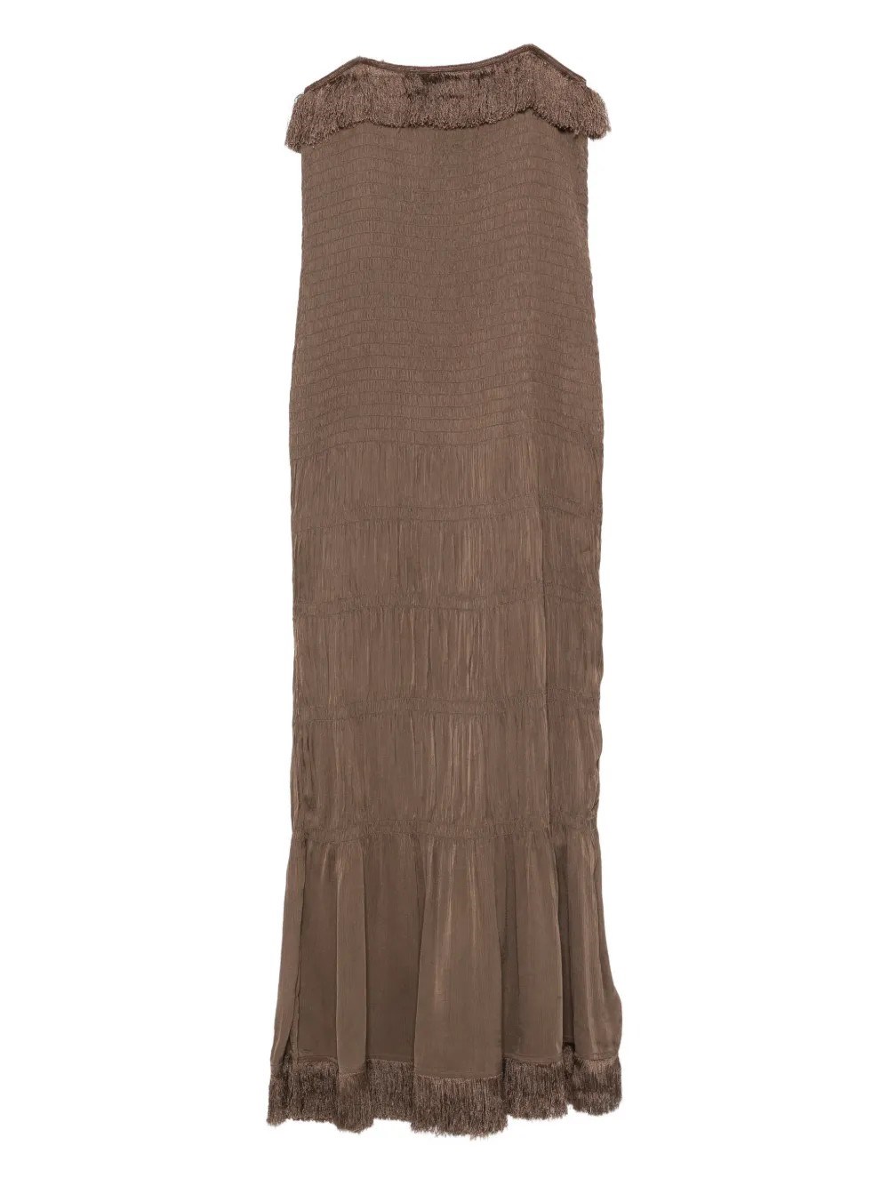 By Malene Birger Nova Fringed Maxi Dress In Brown