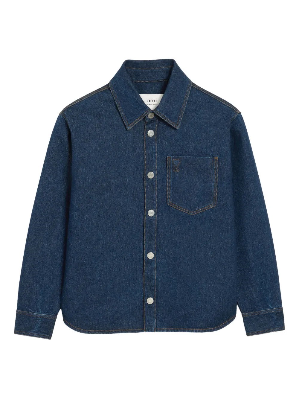 Ami Alexandre Mattiussi Chest-pocket Denim Shirt In Blue
