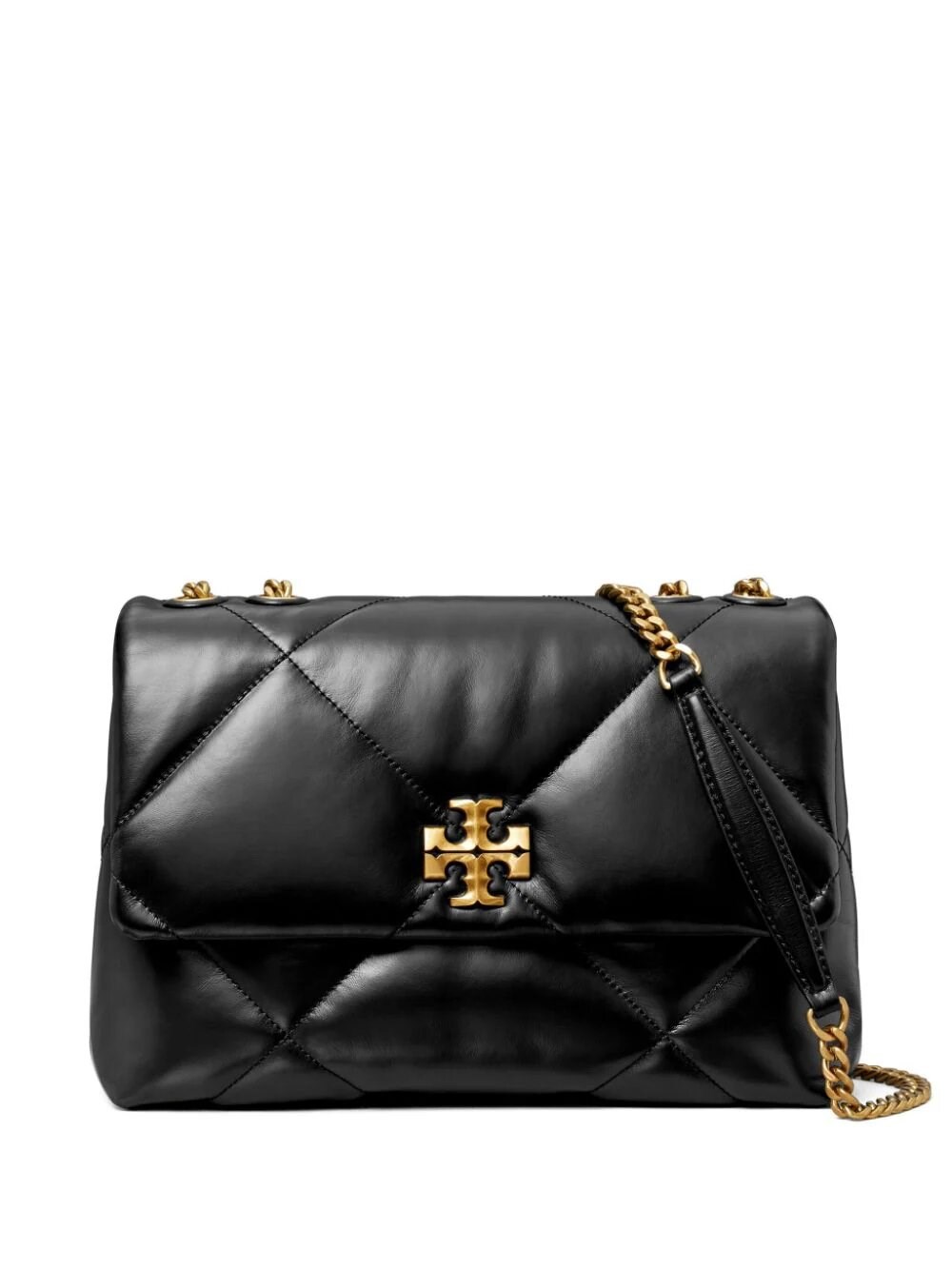 Tory Burch Small Kira Diamond Quilted Convertible Leather Shoulder Bag In Black