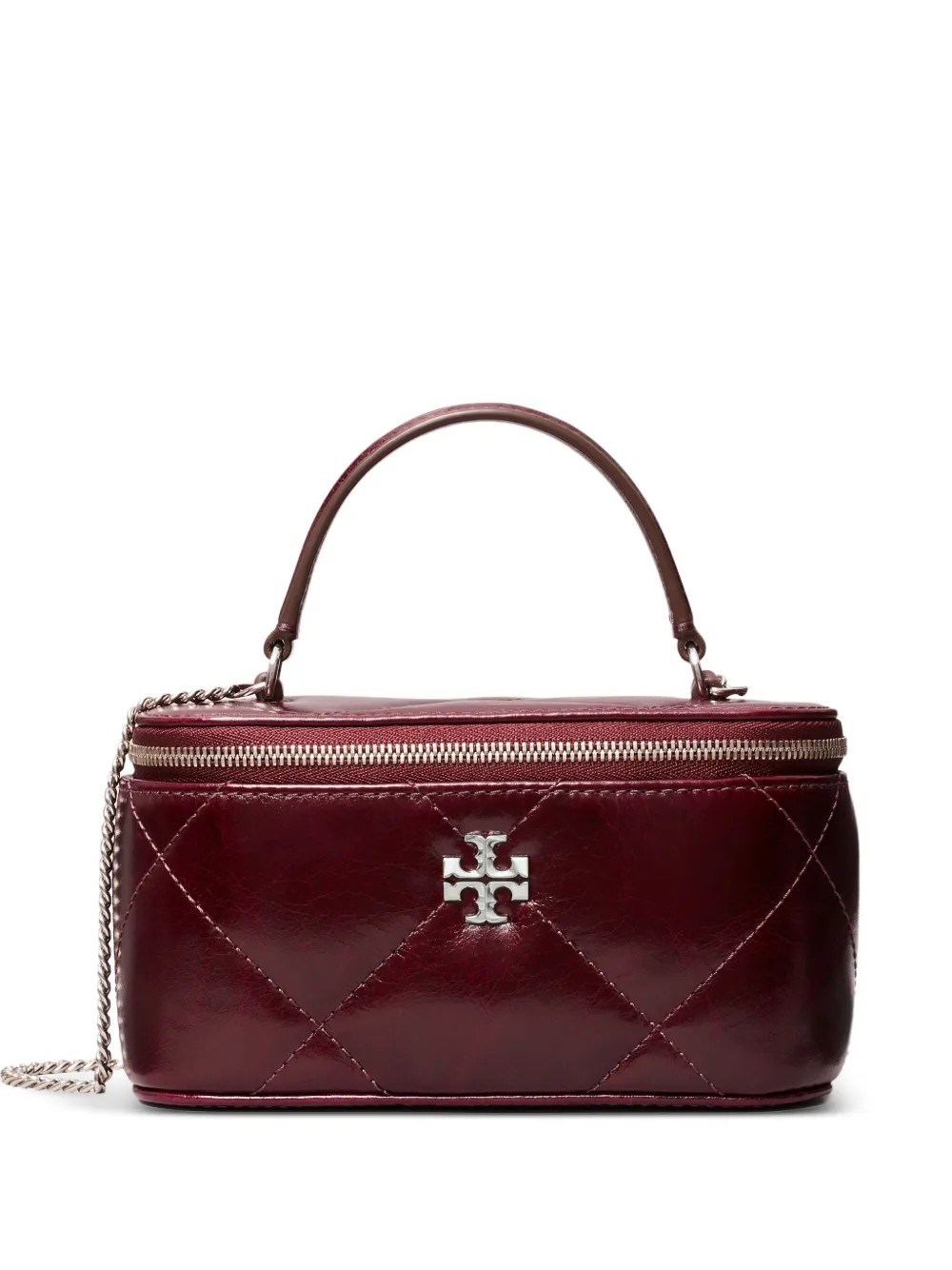 Tory Burch Kira Daimond Disdressed Vanity Case In Burgundy