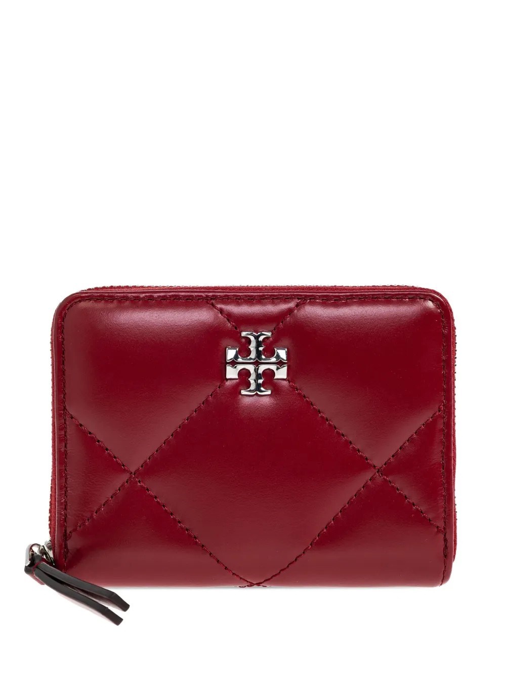 Tory Burch Kira Diamond Quilt Zip Wallet In Burgundy