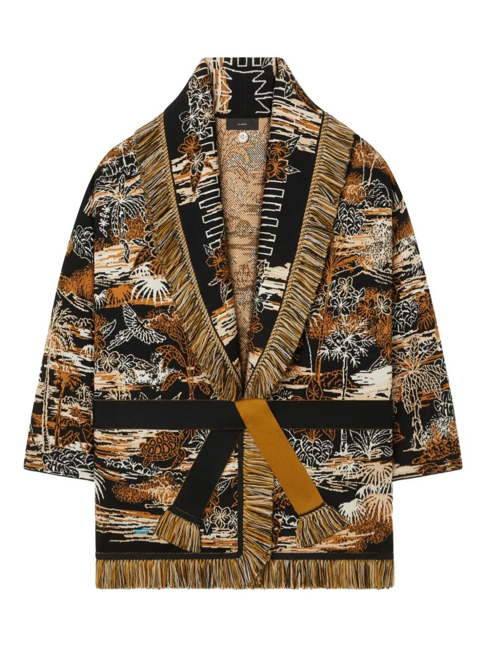 Alanui Lost In The Blue Fringed Cardigan In Black