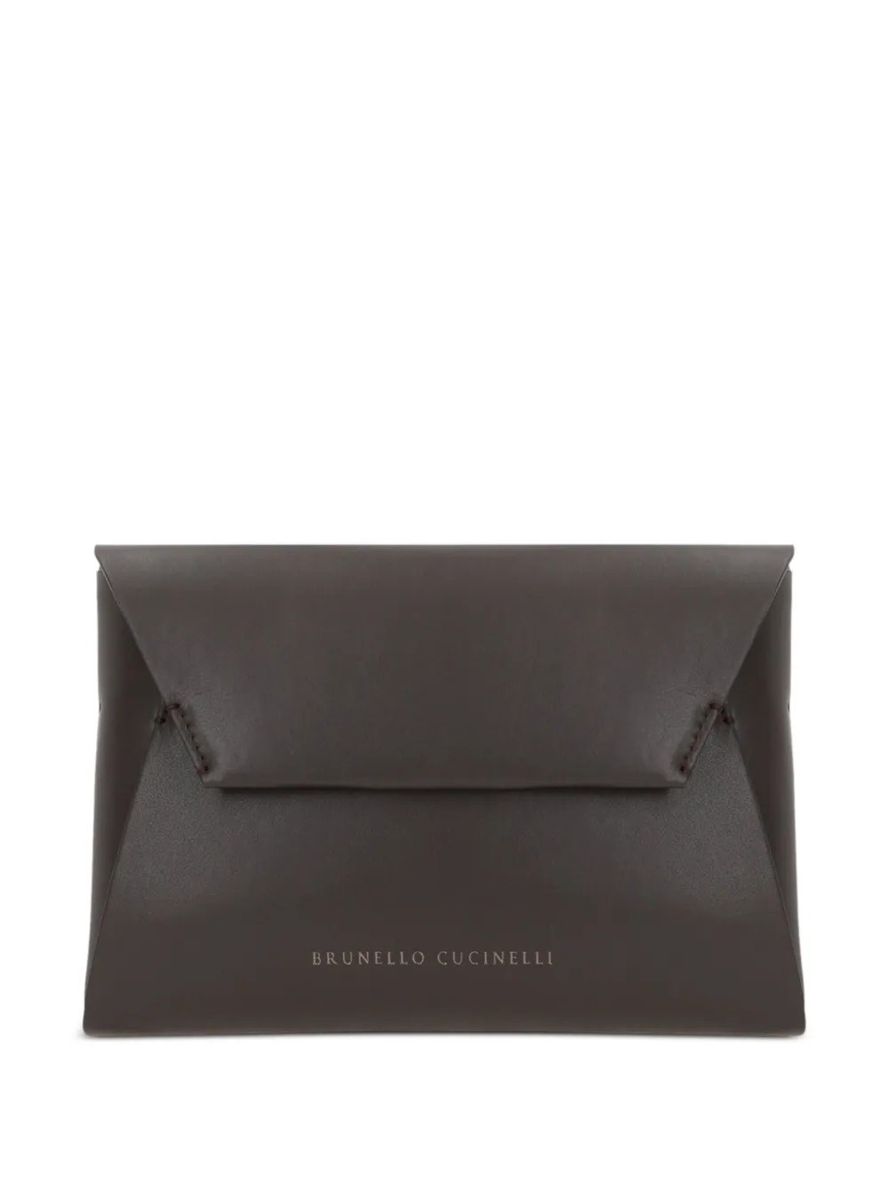 Brunello Cucinelli Leather Duo Clutch In Brown