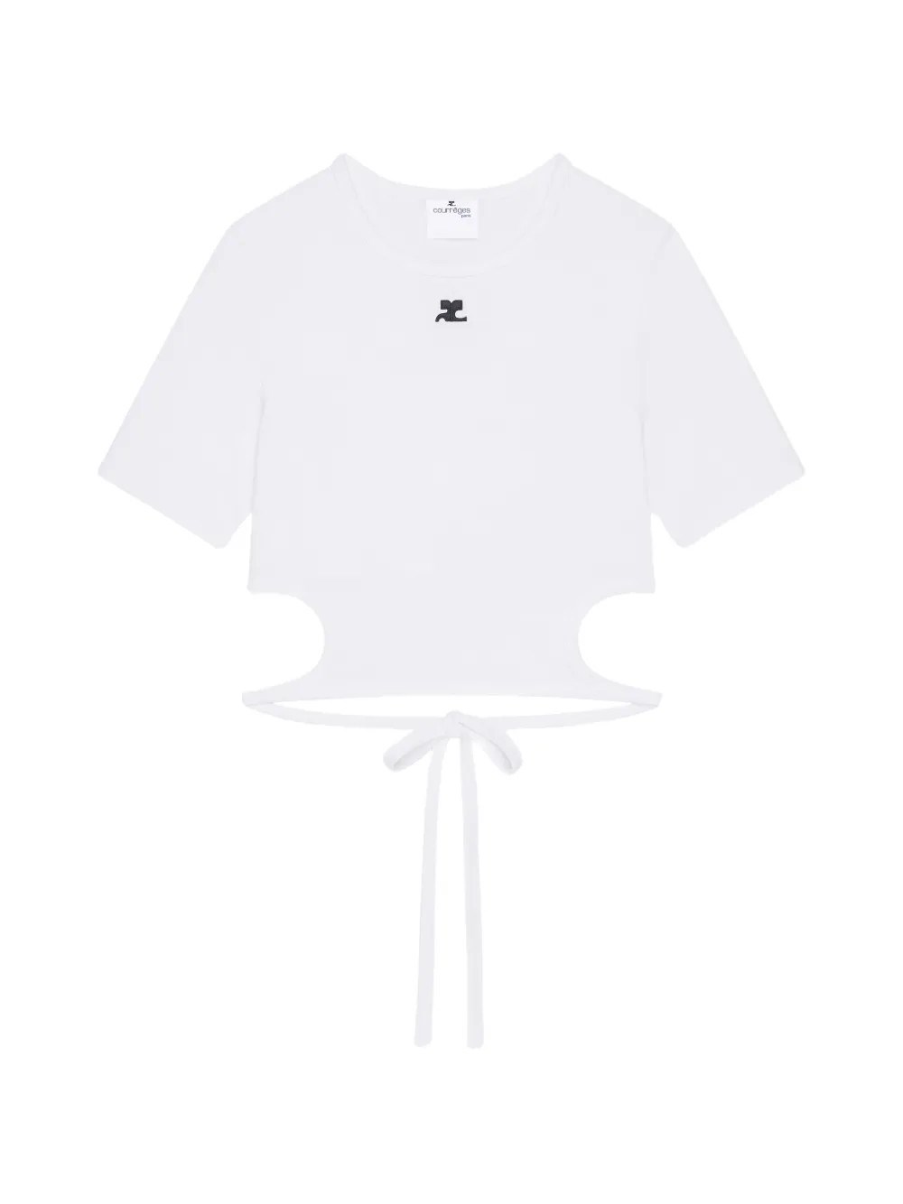 COURREGES Ribbon Cut Out Contrast T-Shirt　COURREGES リボンカットアウトコントラストTシャツ COURREGES