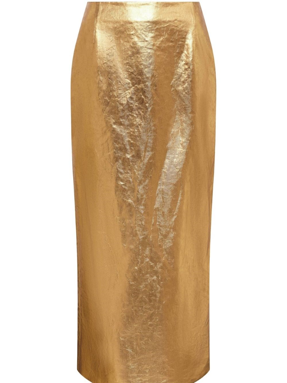 GABRIELA HEARST Manuela Midi Skirt In Metallic Gold Linen Twill