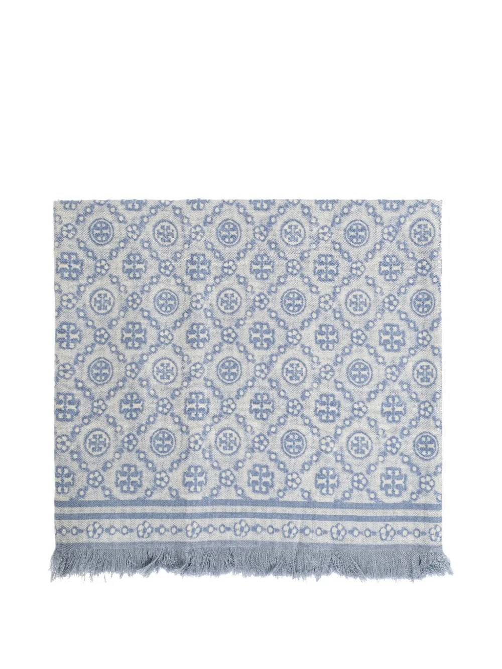 Tory Burch T Monogram Floral Scarf In Light Blue