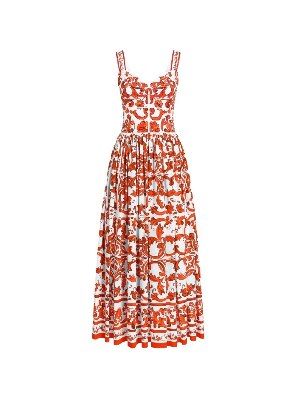 Dolce & Gabbana All-Over Print Poplin Dress — Orange