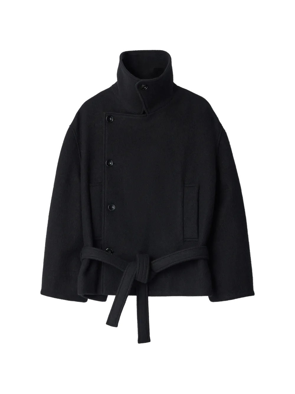 Lemaire Short Wrap Coat In Black