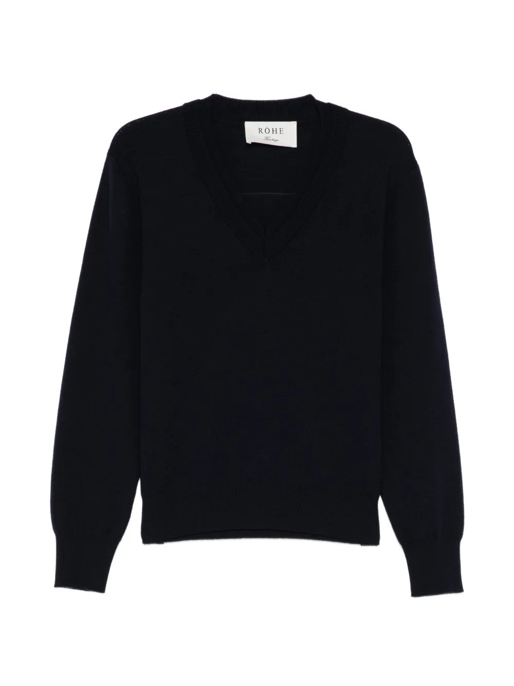 Rohe Double V Neck Jumper In Blue