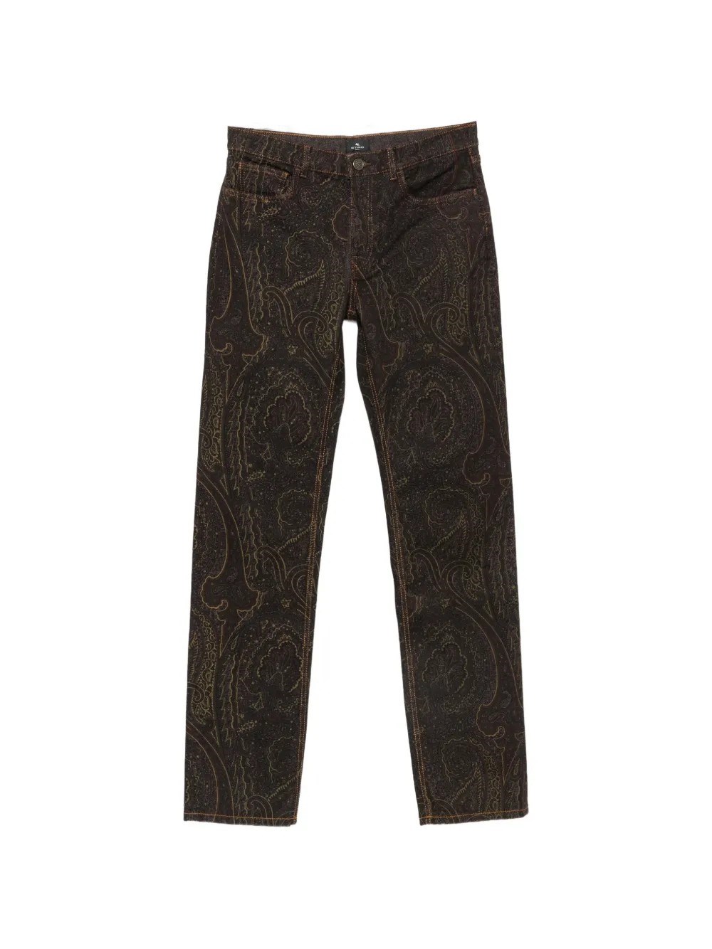 Etro - Patterned Denim Straight-Leg Jeans - Brown - 28 - Moda Operandi