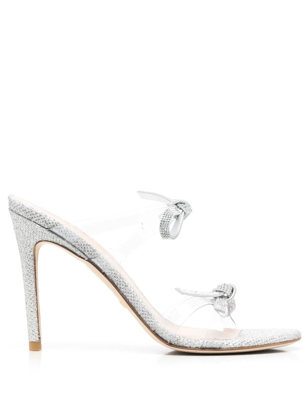 Stuart Weitzman Embellished-bow Detail 115mm Sandals In Argento