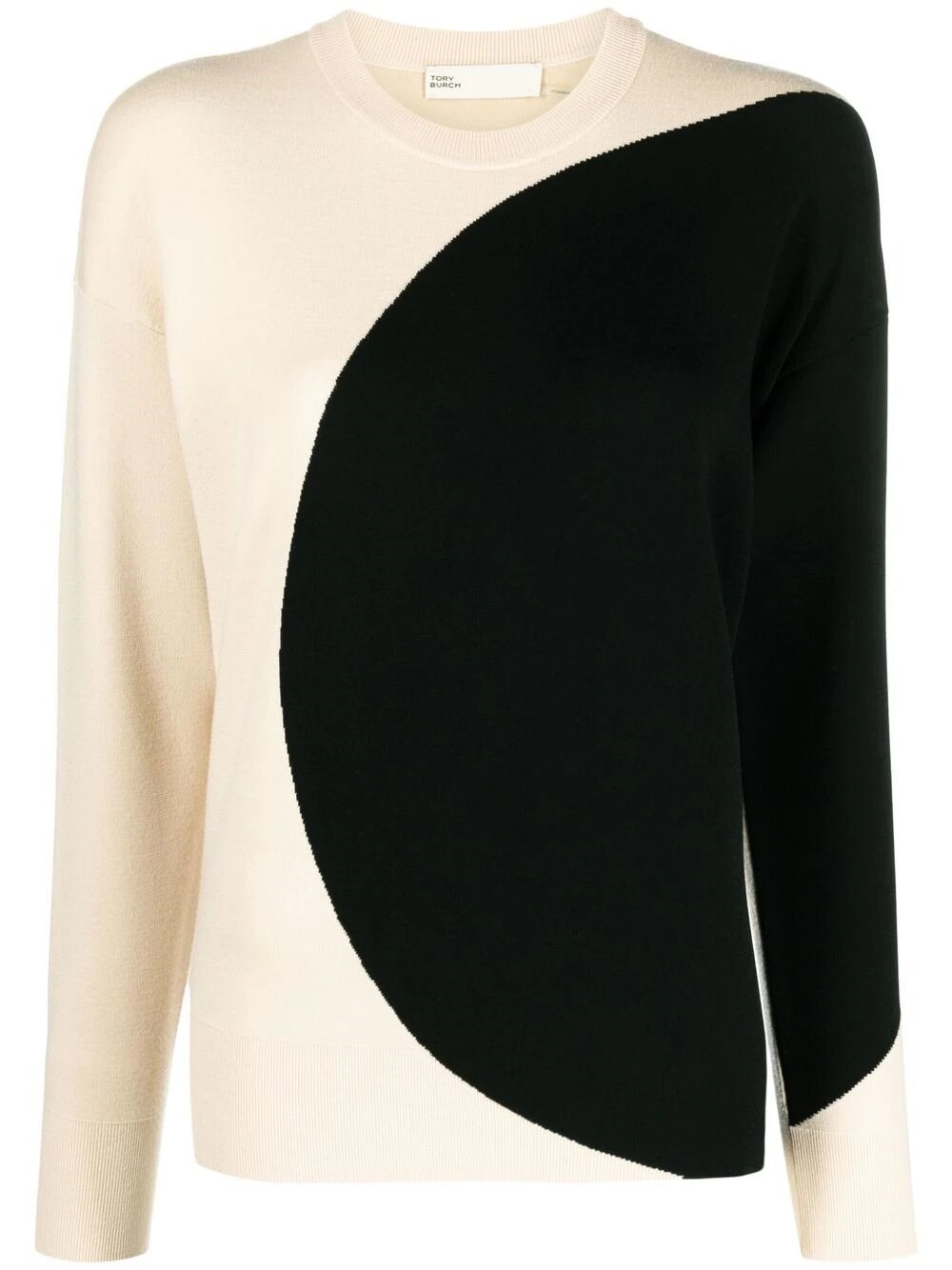 Tory Burch Colorblock Crewneck Sweater In Nero