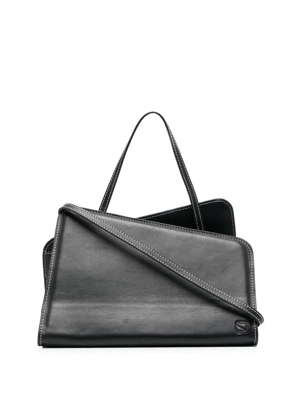 Yuzefi Slant Leather Shoulder Bag In Nero