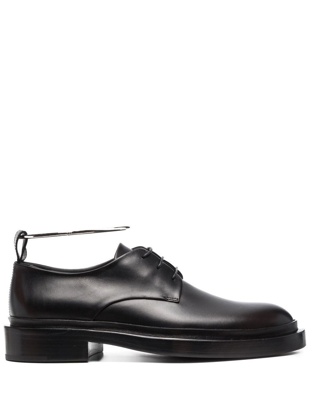 Jil Sander Black Royal Anklet Leather Brogues In Nero