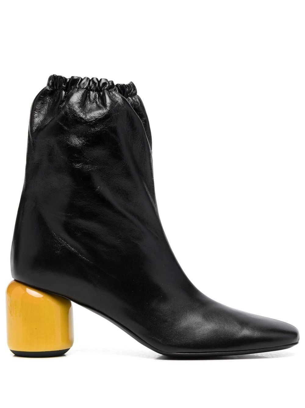 Jil Sander Nikki 411 Low Heels Ankle Boots In Black Leather In